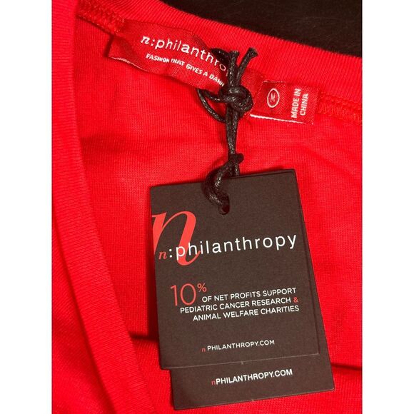 Philanthropy‎ NWT Red Rosebud Dress One Shoulder Long Sleeve Size Medium - Picture 6 of 7